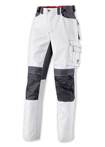BP Workwear 1789-555-21 Arbeitshose - Gummizug im Rücken - Bundfalten - Normale Passform - Größe: 52n - Farbe: weiß/dunkelgrau