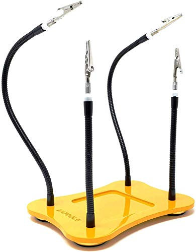 MLTOOLS Helping Dritte Hand Lötstation Schraubstock - Stabiler freihändiger Job Halter 3. Hand Lötfinger - Heavy Duty Steel Base - 8 Schrumpfschläuche - Metall Schwanenhälse & Krokodilklemmen - VS339