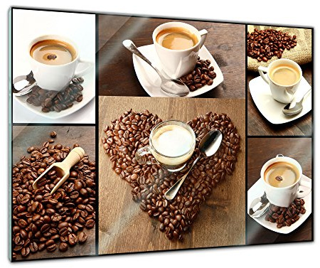 Bilderdepot24 Glasbild - Kaffee Collage - 80x60 cm - Deko Glas - Wandbild aus Glas - Bild auf Glas - moderne Glasbilder - Glasfoto - Echtglas