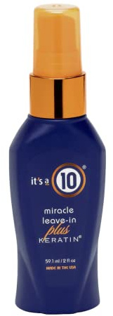 Hitzeschutzspray Haare mit Keratin Damen, It's a 10 Miracle Leave-In Plus Keratin - Pflegespray für trockenes, feines Haar - Anti Frizz, UV-Schutz & Detangler Spray (59,1 ml Reisegröße)