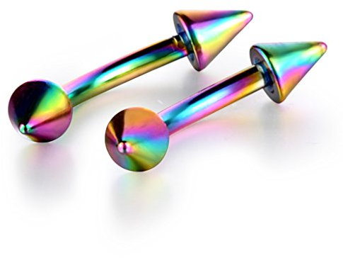 Feilok 2 Stücke Hufeisen Edelstahl Ohr Kegeln Piercing Schmuck Helix Tragus Augenbraueförmige Banane Spitze Spike Ohrringe Bananabell, Bunt