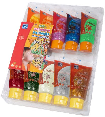 Lefranc Bourgeois - Gouache pailletée et gel pailleté pour enfants - 10 tubes de 75ml