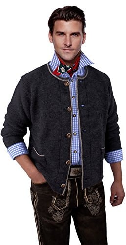 Moschen-Bayern Herren Trachtenjacke Trachtenstrickjacke Trachtenjanker Strickjacke Tracht Grau Schwarz Braun