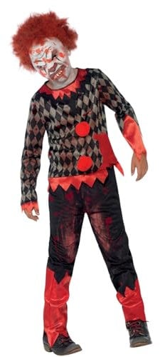 Smiffys Disfraz de payaso zombi deluxe, Rojo y verde, con careta de látex, parte de arriba y pantalones Halloween
