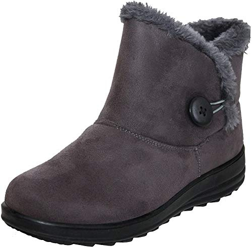 Cushion Walk Womens Ladies Lightweight Fur Lined Girls Warm Casual Comfort Winter Ankle Boots UK Sizes 3-8 (Grey, 8, UK Footwear Size System, Adult, Women, Numeric, Medium, 8)