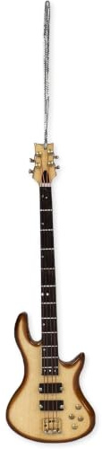 Broadway Gifts 5.5 Natural Brown Wood E-Bass Guitar Ornament Decoration