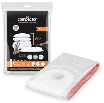 Compactor Aspispace Vacuum Compression Bag - Large, 80X100 cm, Transparent, Reusable, Space-Saving Solution