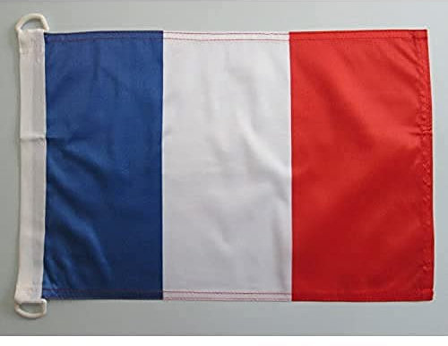AZ FLAG - Drapeau France Spécial Extérieur - 90x60 cm - Pavillon Nautique Français En Maille Bloquée Avec Anneaux Plastiques Intégrés - 80g