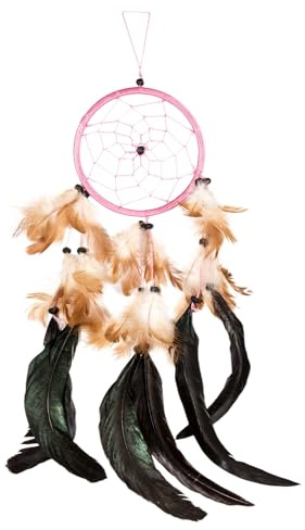 45cm x 11cm Traumfänger Rosa Große Federn Dreamcatcher Indianer