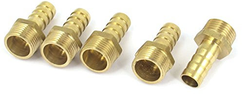 sourcing map Raccord Cannelé 3/8BSP Filetage mâle vers 10 mm Tuyau Barb Adaptateur droit Coupleur 5 pièces