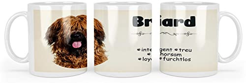 Merchandise for Fans Becher aus Keramik - 330 ml Motiv: Briard mit Spruch Charaktereigenschaften (02)