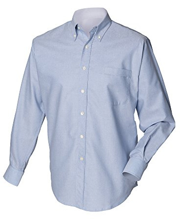 Henbury Mens Long Sleeve Classic Oxford Work Shirt (4XL) (Blue)