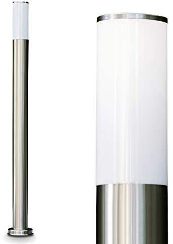 Lampe d'extérieur Caserta, lampe de socle moderne en acier inoxydable et disques en plastique, lampe d'allée 110 cm, lampe de jardin avec douille E27, éclairage de jardin IP44, sans ampoules