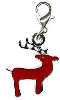 Miniblings Rentier Charm Weihnachten Hirsch Elch rot emailliert - Handmade Modeschmuck I Kettenanhänger versilbert - Bettelanhänger Bettelarmband - Anhänger für Armband
