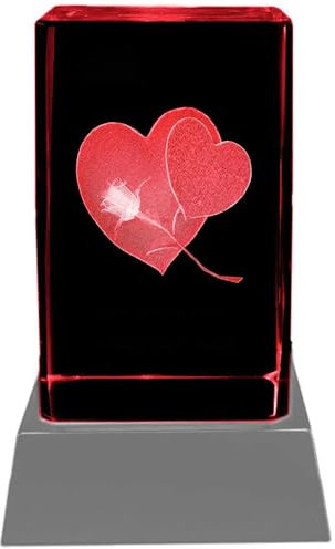 Kaltner Präsente Stimmungslicht - Kristall Herz mit 3D Gravur/Ich liebe dich Geschenke für Frauen, Männer/Jahrestag Geschenk für Sie, Ihn/Gravur Herz/Nachtlicht
