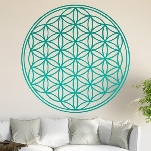 Kiwistar Blume des Lebens - Baum Wandtattoo in 6 Größen - Wandaufkleber Wall Sticker - Dekoration, Küche, Wohnzimmer, Schlafzimmer, Badezimmer (30 x 30 cm, 54_Tuerkis)