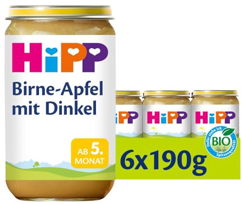 HiPP Birne in Apfel mit Dinkel, 6er Pack (6 x 190 g)