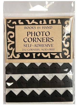 Books By Hand BBHM215PS Self-Adhesive Photo Corners, Acid-Free, Archival Quality. 0.5 Inch. Pack of 252. Black.