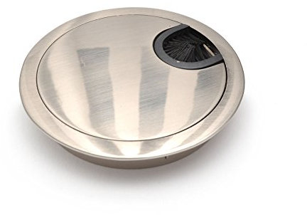 80MM METAL DESK CABLE TIDY OUTLET GROMMET INSERT (Brushed Steel)