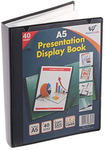 A5 Display Book Certificate Folder 40 Pocket Display Folders with Plastic Pockets Presentation Folder with Plastic Sleeves Polly Pocket Folder File (A5 Size - 40 Pockets - 80 Views - 3 Display Books)