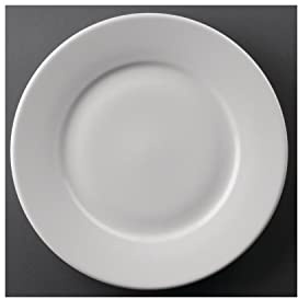 12X Athena Hotelware Wide Rimmed Service Plates 10In Porcelain White