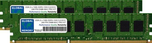 GLOBAL MEMORY 2 GB (2 x 1 GB) DDR3 1333 MHz PC3–10600 240-PIN ECC DIMM (UDIMM) Arbeitsspeicher Kit für Apple Mac Pro (Mitte 2010 -2012)