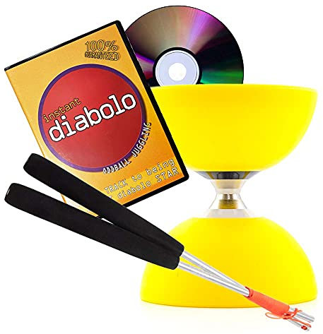 Yellow Cyclone Triple Bearing Diabolo + Aluminium Handstick + DVD