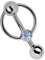 Modern Nature Piercing-Schmuck Intimpiercing Titan Banane in 1,6 x 6 mm + 5 mm Lochkugel und Klemm-Ring mit Stein in hellblau