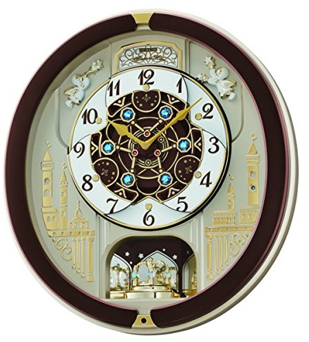 Seiko QXM291B 18-Melodies Melody in Motion Clock, Brown & White