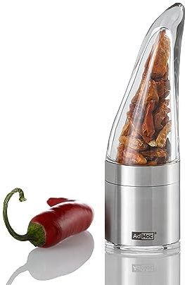 AdHoc Chili Schneider Pepino – Manuelle mini Chilimühle & Gewürzmühle für getrocknete Chili, mit Edelstahl-SchneidWerk, kompakter Chili Zerkleinerer, Handmühle, aromaschonend, für Küche & unterwegs