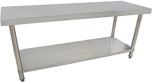 Beeketal 'BA200' Gastronomie Edelstahl Arbeitstisch 200 x 60 cm, Tisch bis 170 kg belastbar, Profi Gastro Küchentisch mit extra großer unteren Ablagefläche und justierbaren Stellfüßen