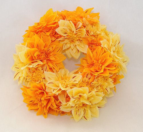 Kronenform-Dahlie gelb/orange Durchmesser 28 cm