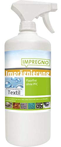 IMPREGNO Imprägnierung, vegan, PFC frei Textil 1 Liter inkl. Zerstäuber Imprägniermittel Imprägnierspray Pflegemittel fluorfrei