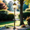 Lampe sur pied en aluminium et verre doré antique IP23 pour jardin 115,5 cm E27 Lanterne rustique style maison de campagne luminaire de chemin extérieur BREST