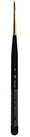 Princeton Artist Brush, Mini-Detailer Brushes for Watercolor, Acrylic and Gouache Series 3050, Round Synthetic Sable, Size 2
