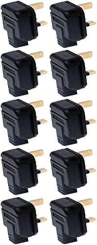 Permaplug Rubber Plugs 3-Pin 13A Black Pack of 10