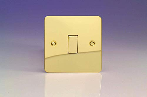 XFV1D Varilight Ultra Flat Plate Polished Brass 1 Gang Light Switch