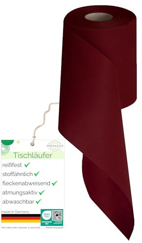 Sensalux Tischläufer, Tischband, stoffähnliches Vlies, Standard 100 by Oeko-TEX® - Klasse I Zertifiziert, 15cm x 25m, Bordeaux