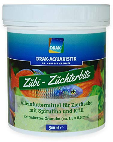 DRAK-Aquaristik Zübi - Züchter-Bits mit Spirulina und Krill in der Dose 500 ml - Alleinfuttermittel für Zierfische