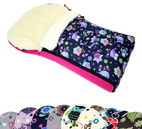 Babys-Dreams BAMBINIWELT universaler Winterfußsack (90cm oder 108cm), auch geeignet für Babyschale, Kinderwagen, Buggy, aus Wolle im Eulendesign (108cm, $7)