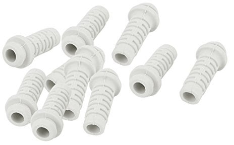 sourcingmap 10pcs 5mm Inner Dia Rubber Strain Relief Cord Boot Protector Cable Sleeve White