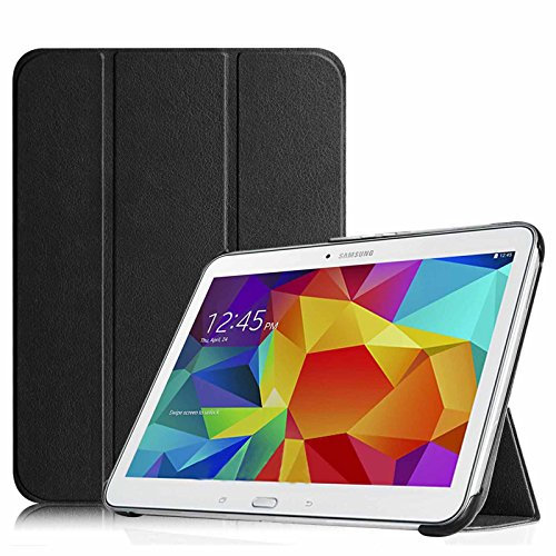 FINTIE SlimShell Funda para Samsung Galaxy Tab 4 10.1 - Súper Delgada y Ligera Carcasa con Función de Soporte y Auto-Reposo/Activación para Modelo SM-T530/T535, Negro