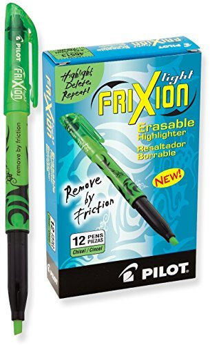 Pilot FriXion Light Erasable Highlighters, Chisel Point, Green, Dozen Box (46513) by Pilot