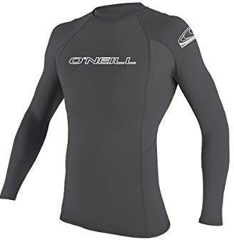 O'Neill Men’s Basic Skins Long Sleeve Rashguard, UPF 50+ Sun and Rash Protection for Surfing and All Outdoor Activities, Smoke, X-Large