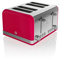 Swan ST19020RN Retro 4-Slice Toaster with Defost/Reheat/Cancle Functions, Cord Storage, 1600W, Retro Red