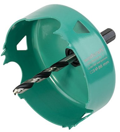 wolfcraft 5971000 Carbonstahl-Lochsäge Ø 86 mm, türkis