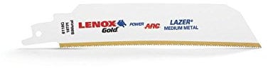Lenox Tools 210956118GR 152 mm 18 TPI Gold Power Arc Reciprocating Saw Blade for Medium Metal Cutting (Pack of 5)