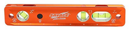 Swanson Tool Co TLL049M Savage Lightning Aluminum Torpedo Magnetic Illuminated Levels, 9, 3 Vials, Orange Aluminum