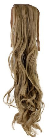 WIG ME UP - YZF-1094HT-16 Haarteil Zopf Asch-Blond wellig 63cm mit Band/Bändchen und Klammer befestigt