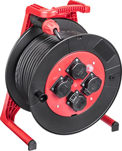 JUMBO® L Kabeltrommel mit 4 Steckdosen H07RN-F Leitungsfarbe schwarz, Querschnitt 3 x 1,5 mm², Länge 25 m